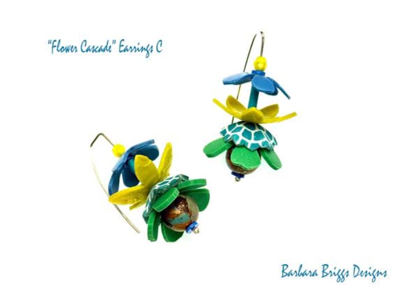 One-of-a-Kind Art Jewelry - "Flower Cascade" Earrings image 4