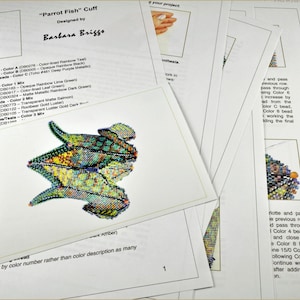 Zelfstudie voor de 'Papegaaivismanchet' (geïnspireerd door www.ContemporaryGeometricBeadwork.com)