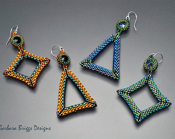 The "Geometric Square Diamond and Isosceles Triangle Components" Drop Earrings Beading Kit