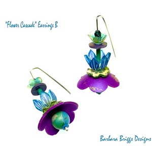 One-of-a-Kind Art Jewelry - "Flower Cascade" Earrings image 3