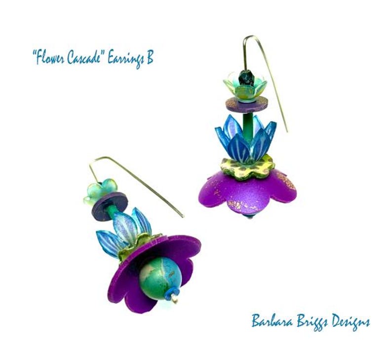 One-of-a-Kind Art Jewelry - "Flower Cascade" Earrings image 3