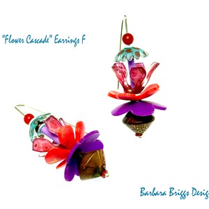 One-of-a-Kind Art Jewelry - "Flower Cascade" Earrings image 7