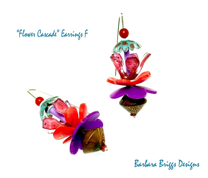 One-of-a-Kind Art Jewelry - "Flower Cascade" Earrings image 7