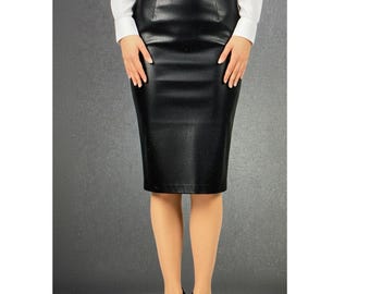 Handmade Genuine Leather Pencil Skirt: High Waist Bodycon