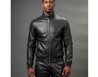 Men’s Handmade Leather Tracksuit | Custom Fit Jacket & Pants Set | Genuine Leather Biker Streetwear Outfit