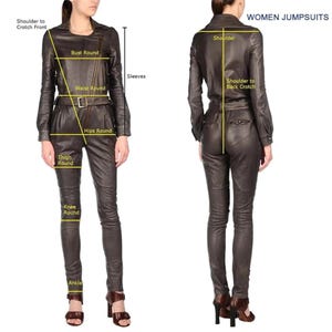 Handmade Genuine Leather Jumpsuit | Women's Long Sleeve Bodycon Catsuit | Custom Made image 8