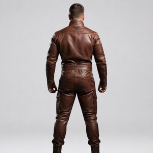 Handmade Brown Sheep Leather Motorcycle Jumpsuit: Biker Racing Suit image 2