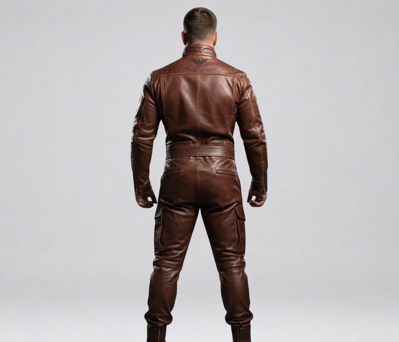 Handmade Brown Sheep Leather Motorcycle Jumpsuit: Biker Racing Suit image 2