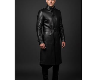 Handmade Men's Steampunk Leather Tailcoat: Gothic Victorian Trench