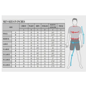 Pu&ograve; includere: Una tabella intitolata "TAGLIE UOMO IN POLLICI" con misure per petto, vita, fianchi, interno gamba, lunghezza manica e collo. Le taglie vanno da Small a 4X-Large, con misure in pollici. Un diagramma di una persona illustra dove misurare.