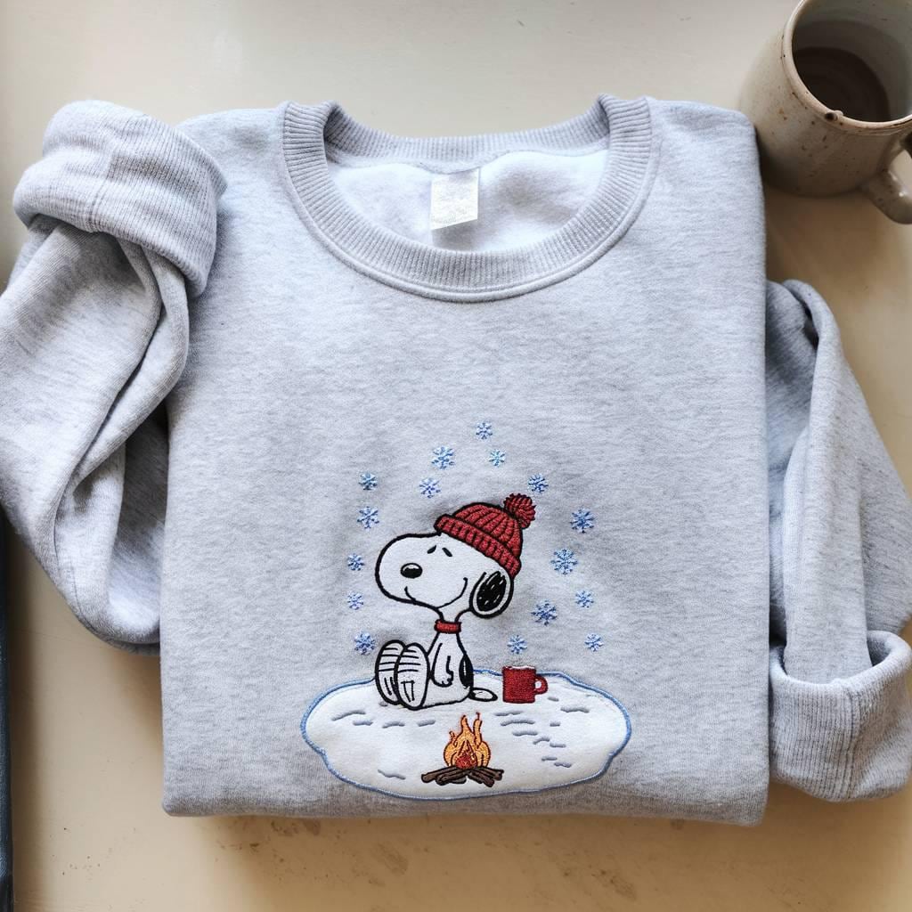 DESIGN - Sweat à capuche oversize unisexe à imprimés Snoopy de Noël sous licence - Taupe