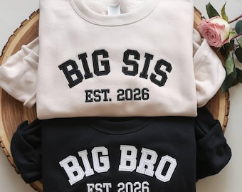 Big Sis Embroidered Sweatshirt, Big bro sweatshirt, Sibling Sweatshirt, New Baby Announcement Gift, Baby Shower Gift