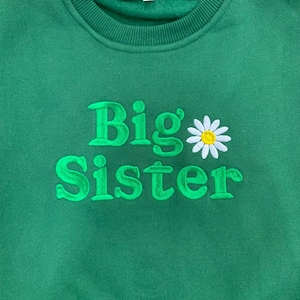 Big Sister Embroidered Sweatshirt, Sibling Announcement Gift, Newborn Sister Sweatshirt, Baby Reveal Outfit, Baby Shower Gift, Gift For Baby image 7