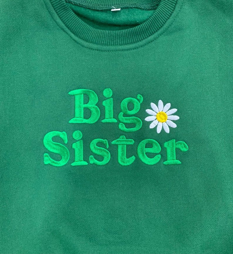 Big Sister Embroidered Sweatshirt, Sibling Announcement Gift, Newborn Sister Sweatshirt, Baby Reveal Outfit, Baby Shower Gift, Gift For Baby image 7