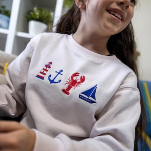 Coastal Embroidered Sweatshirt, Beach sweatshirt, Nautical sweatshirt, Sweatshirts for beachgoers, gifts for people living near the sea