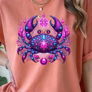 Cancer Zodiac T-Shirt: Celestial Crab Astrology Tee, Horoscope Gift