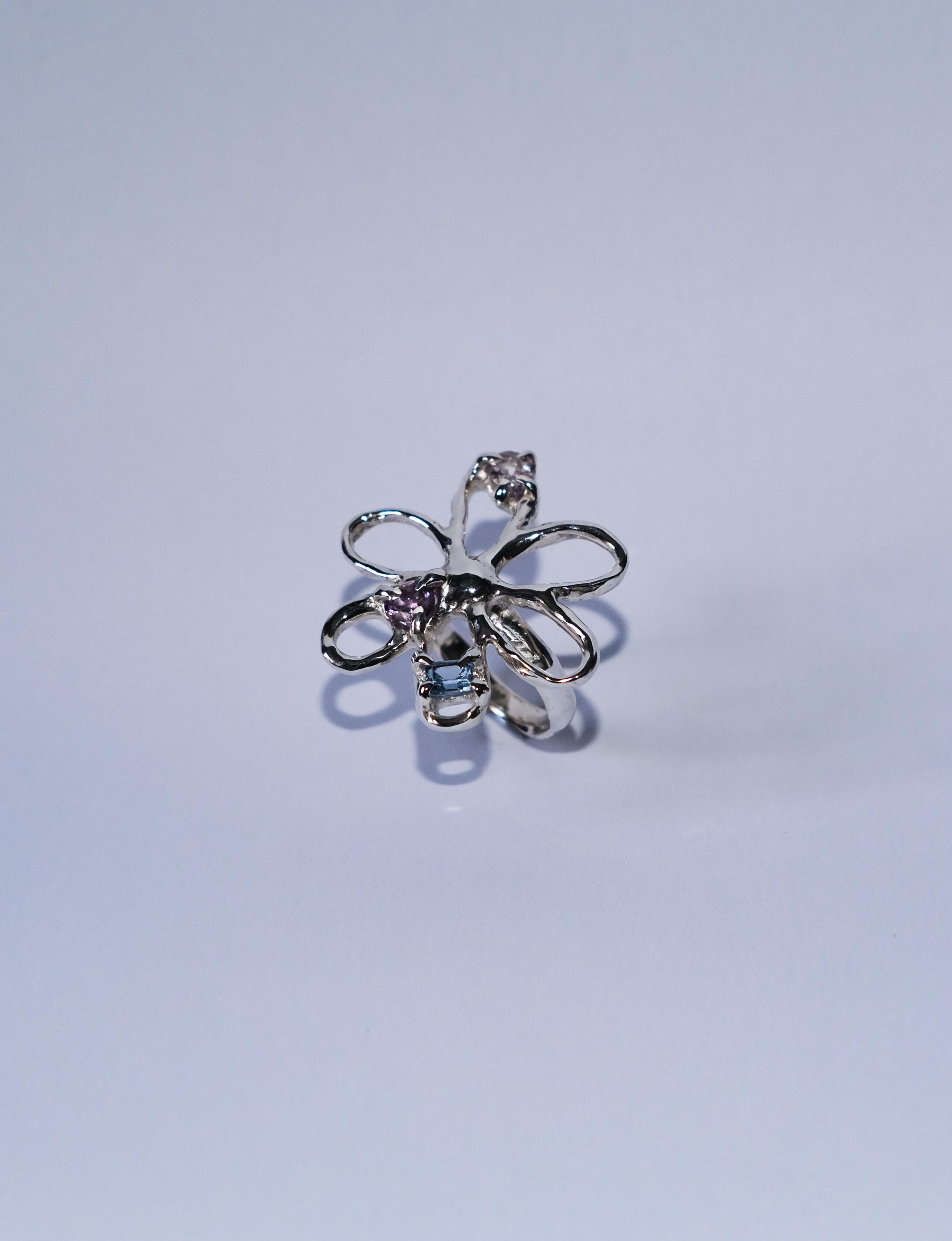 AIGUE MARINE Brute - Jolie Bague Parée D'un Cristal Brut - Taille 55 Argent 925 1000 6