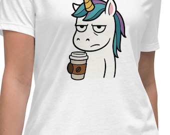 Müdes Einhorn T-Shirt | Damen Herren Unisex | Lustiges Lazy Unicorn Shirt | Morgenmuffel Kaffee | SoulNotesPrints
