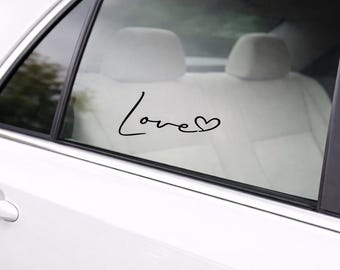 Love Autoaufkleber – Vinyl Sticker für Auto – minimalistisch – wasserfest – Scheibenaufkleber – schwarz oder weiß – 12 cm
