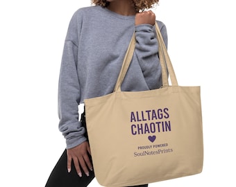 Großer Bio-BauAlltagschaotin Tasche | Große Bio Stofftasche | Lustige Sprüche Tote Bag | Chaos Spruch Beutel Frau Geschenkideemwollbeutel