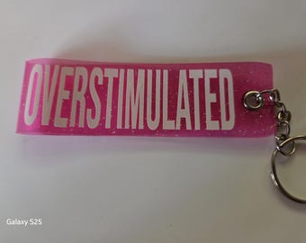 Oversized Keychain | Statement Keychain | Berry Pink Glitter | Handmade Jelly Vinyl Pendant