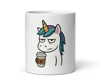 Genervtes Einhorn – Lustige Kaffeetasse | SoulNotesPrints | 325 ml Keramikbecher | Spülmaschinenfest & Mikrowellengeeignet