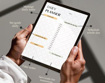 Agenda Diária Bege | Lista de Tarefas, Cronograma por Hora (Download Digital)