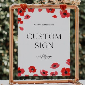 Poppy Pattern For Sign Editable Poppy Birthday Party Custom Sign, Birthday Decor, Digital ...