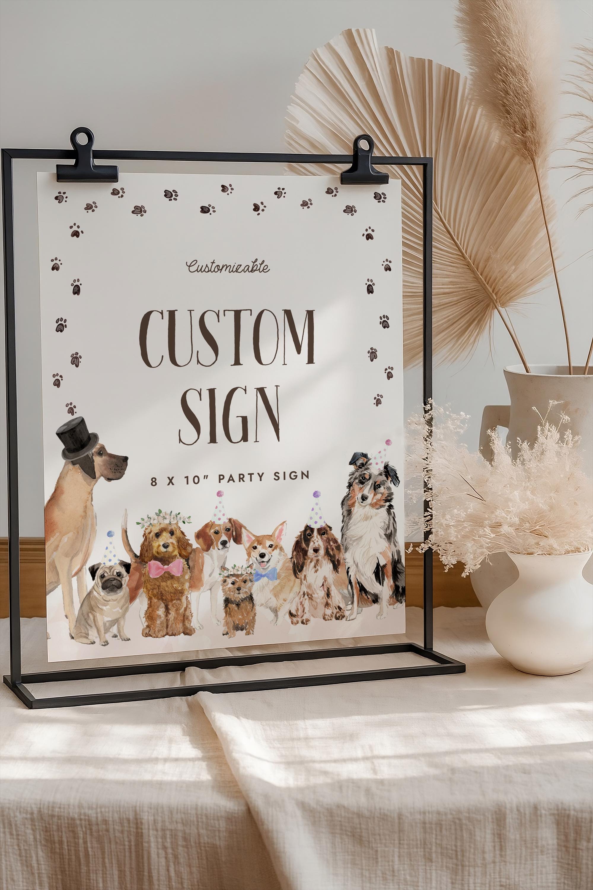 Editable Dog Custom Sign, Birthday Decor, Puppy Pawty Themed, Digital ...