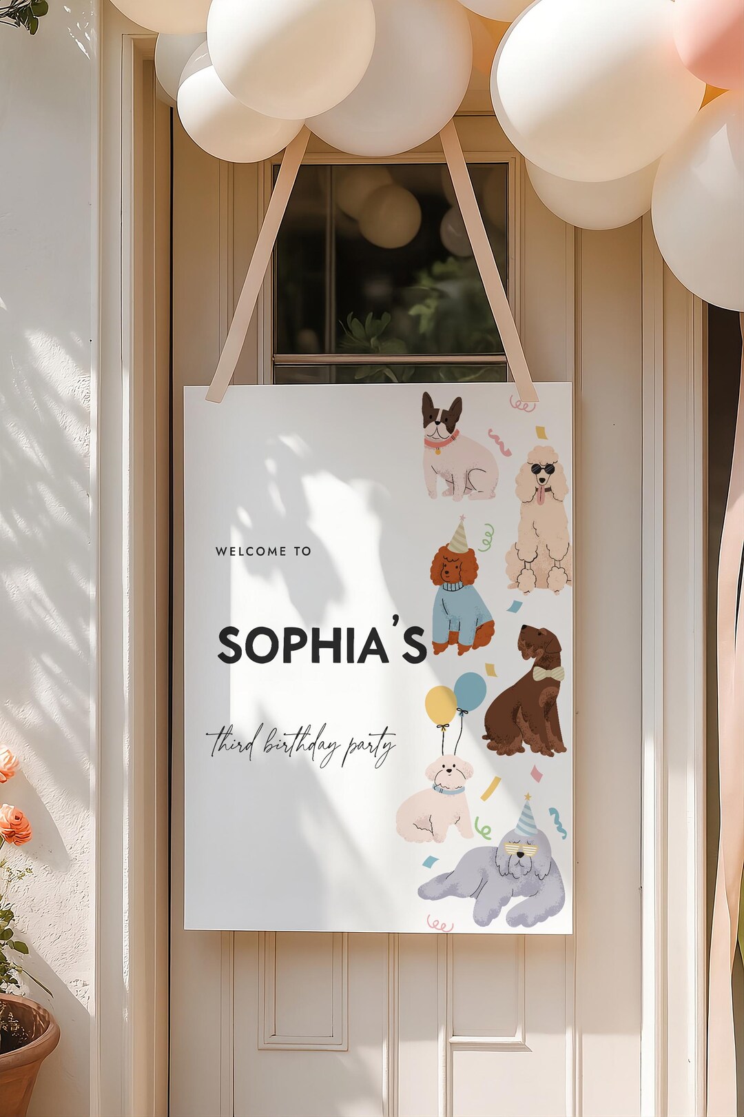 Editable Let's Pawty Puppy Dog Birthday Party Welcome Sign, Custom Sign ...