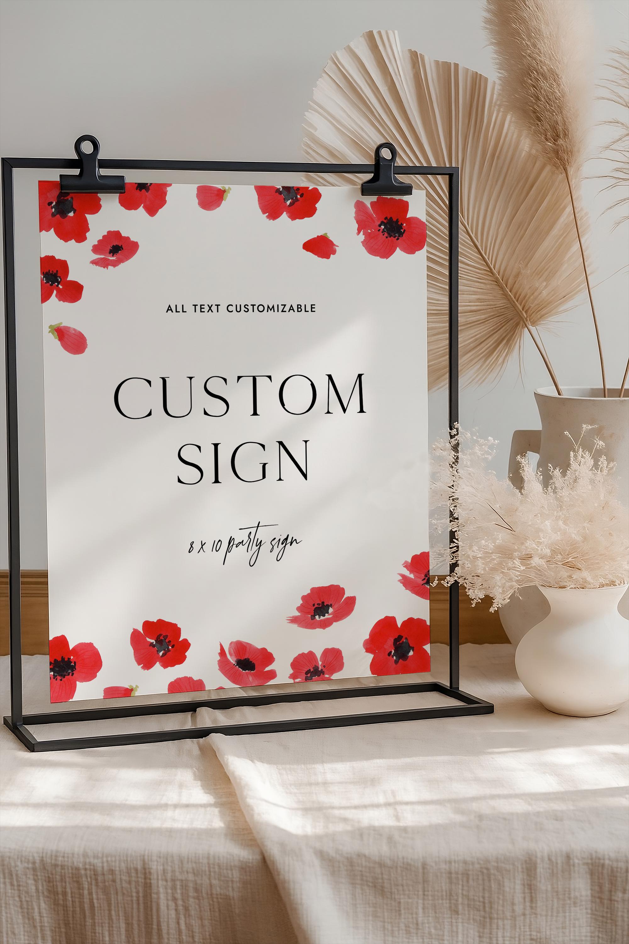 Poppy Pattern For Sign Editable Poppy Birthday Party Custom Sign, Birthday Decor, Digital ...