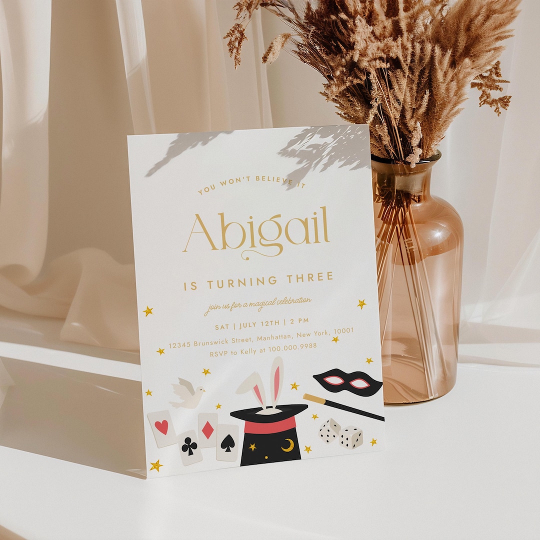 Magic Invite Magic Show Birthday Invitation Template, Editable Magician Party Invite ...
