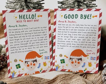 Editable Elf First Time Arrival Letter and Goodbye Letter Set, Christmas Elf Hello Good-Bye Note, Shelf Letter, Elf First Letter