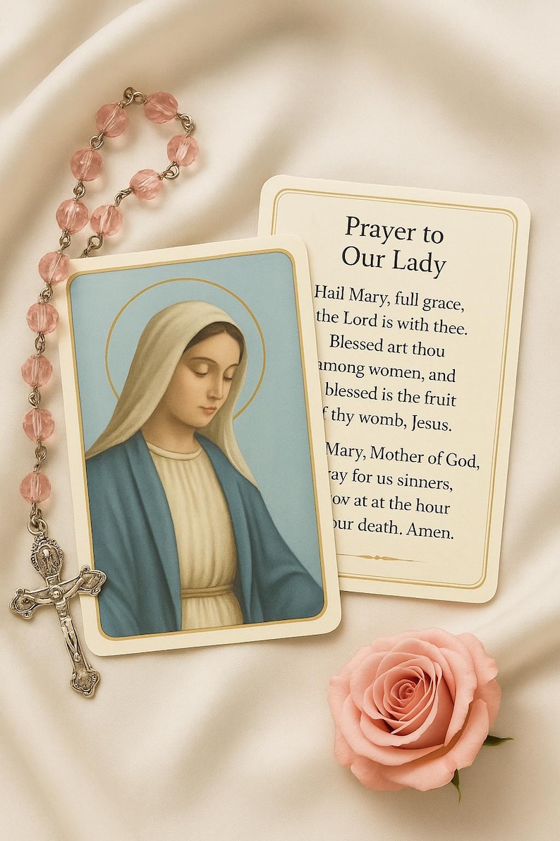 Mother Mary Prayer Card | Catholic Art Printable (digital Download ...
