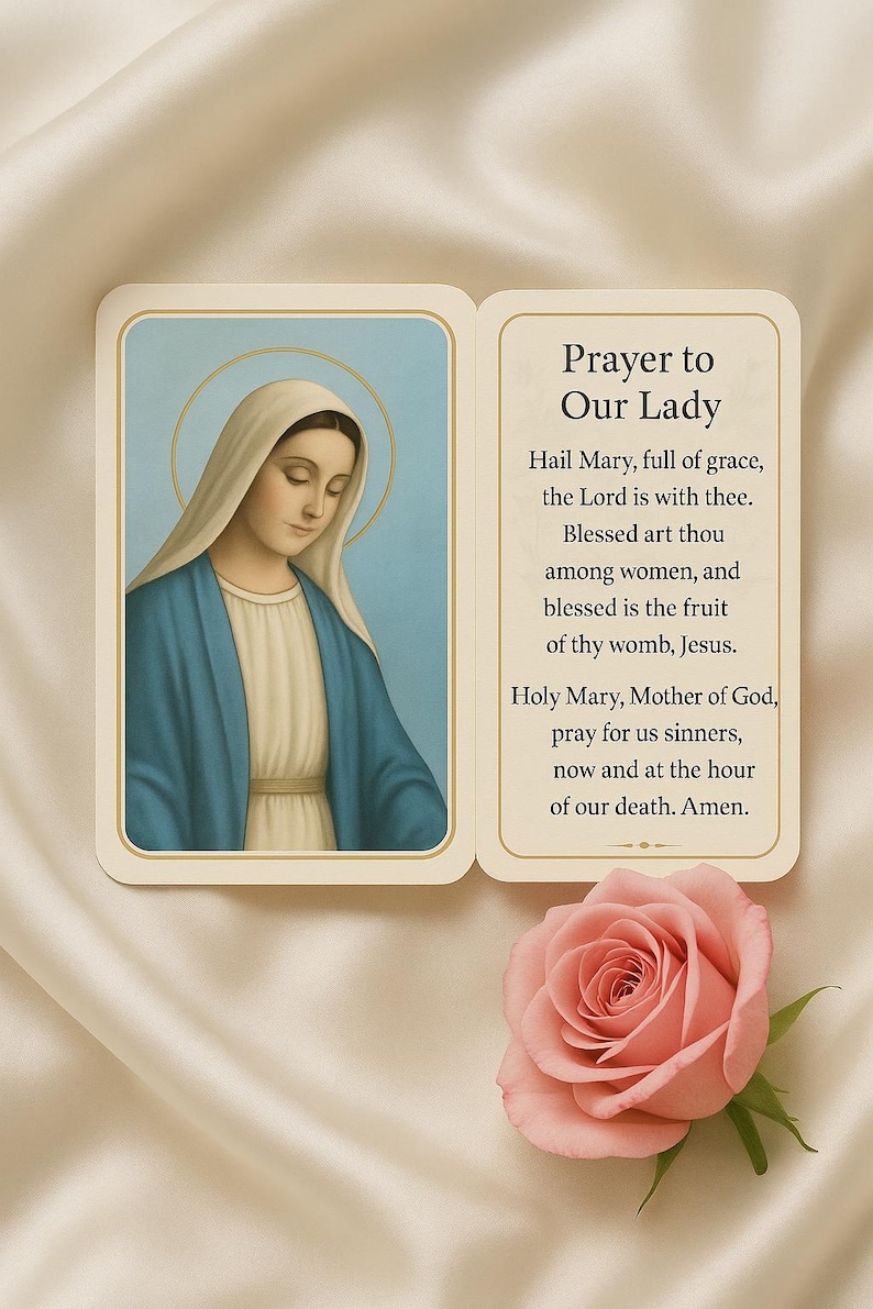 Mother Mary Prayer Card | Catholic Art Printable (digital Download ...