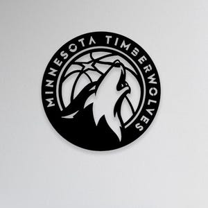 Panneau en bois Minnesota Timberwolves | Décoration murale de basket-ball NBA | Plaque découpée au laser