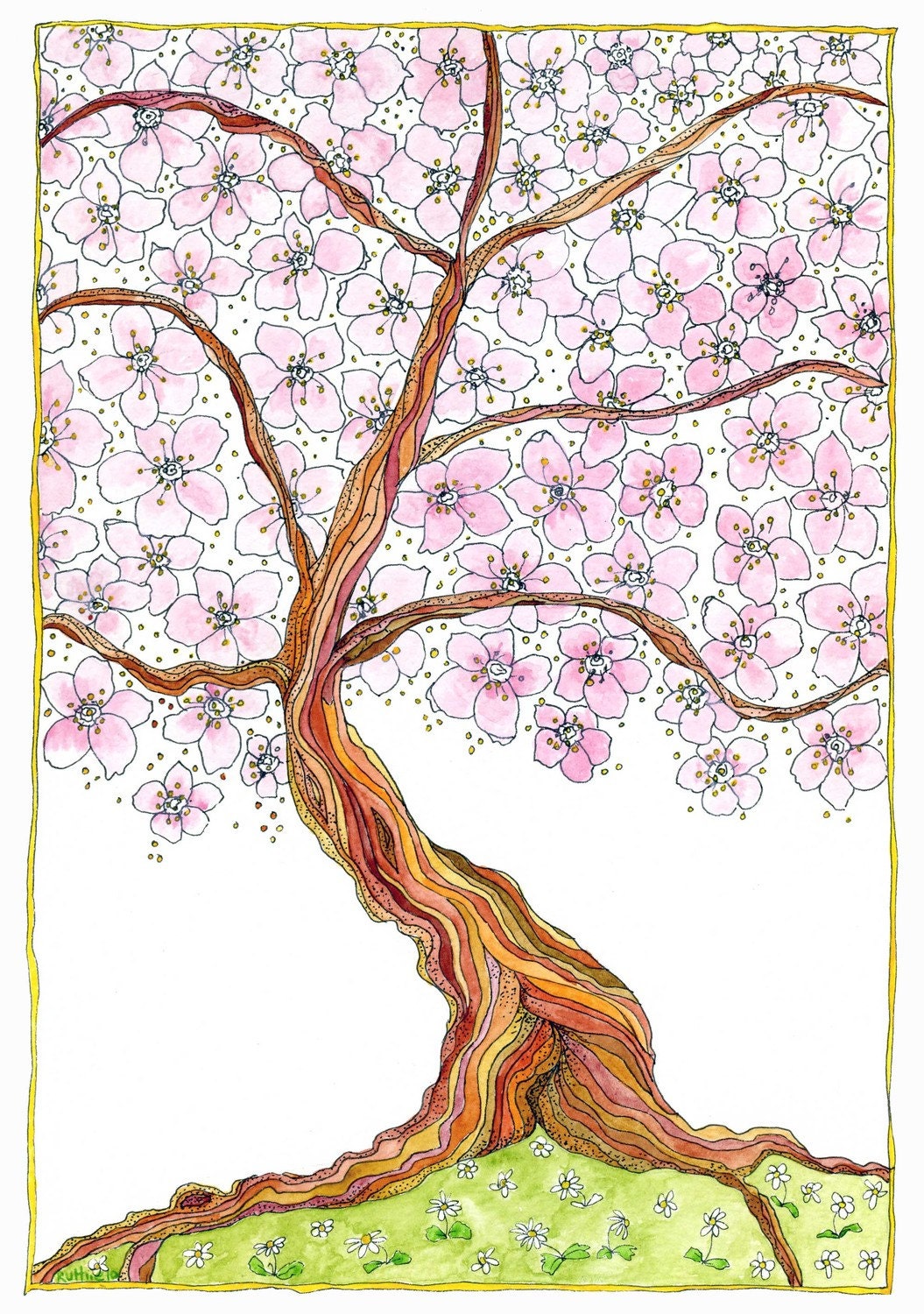 Blossom tree in Spring A4 print | Etsy