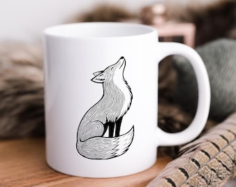 Tazza in ceramica a forma di volpe, tazza da caffè con simpatico animale, tazza da tè con creature del bosco, regalo per gli amanti delle volpi, decorazione da cucina con animali selvatici