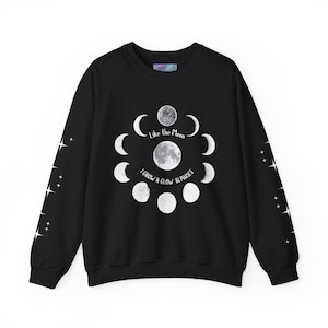 Celestial Moon Phase Crewneck Sweatshirt - Cozy Unisex Astrology Gift Apparel, Lunar Cycle Sweatshirt, Everyday Wear, Cosmic Sweatshirt