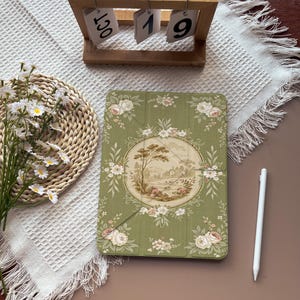 Vintage Garden Floral Y Fold iPad Case, Stand & Auto Wake/Sleep Cover for iPad 11 2025, iPad Air 6/5/4, iPad Pro 11” 12.9”, iPad Mini