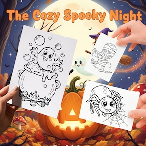 50 different illustrations, coloring book, autumn and Halloween theme, digital product, perfect as a gift for a child