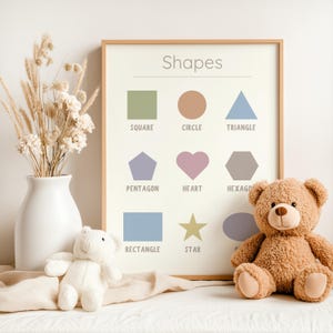 Pastel 2D Shapes Poster: Montessori Classroom Decor (Printable)