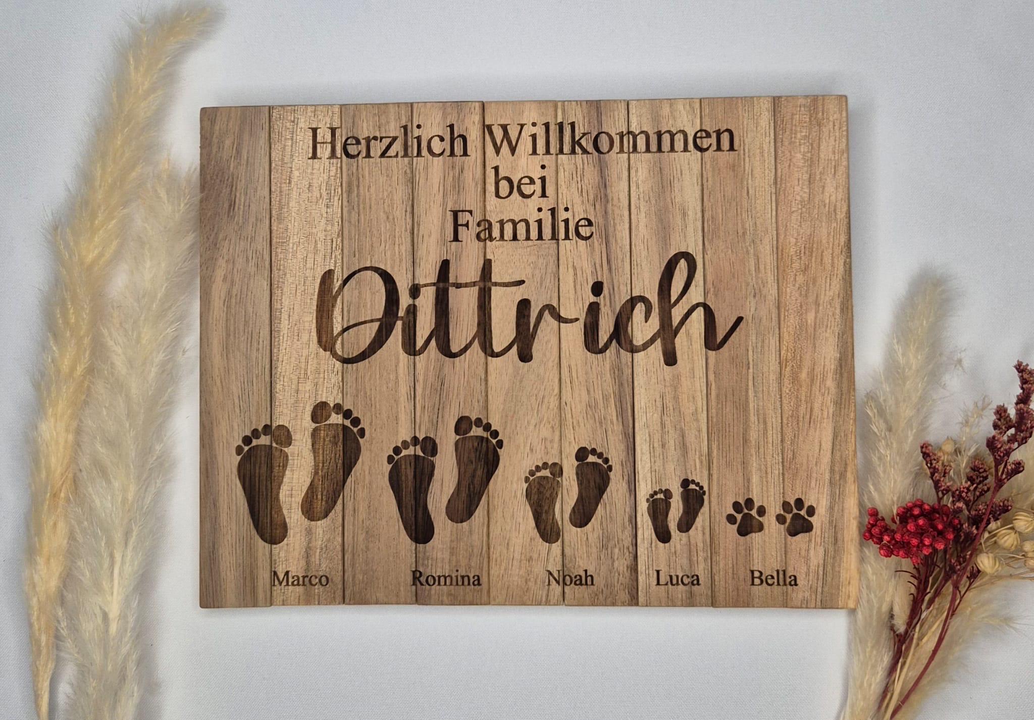 Türschild Aus Schiefer Mit Gravur – Kätzchen-Motiv & Persönlichem Wunschtext (22x8cm)