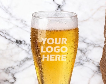Vasos personalizados con su logotipo, logotipo de empresa, vasos de pinta personalizados grabados, vasos de cerveza personalizados con texto personalizado, vasos de vidrio grabados con láser