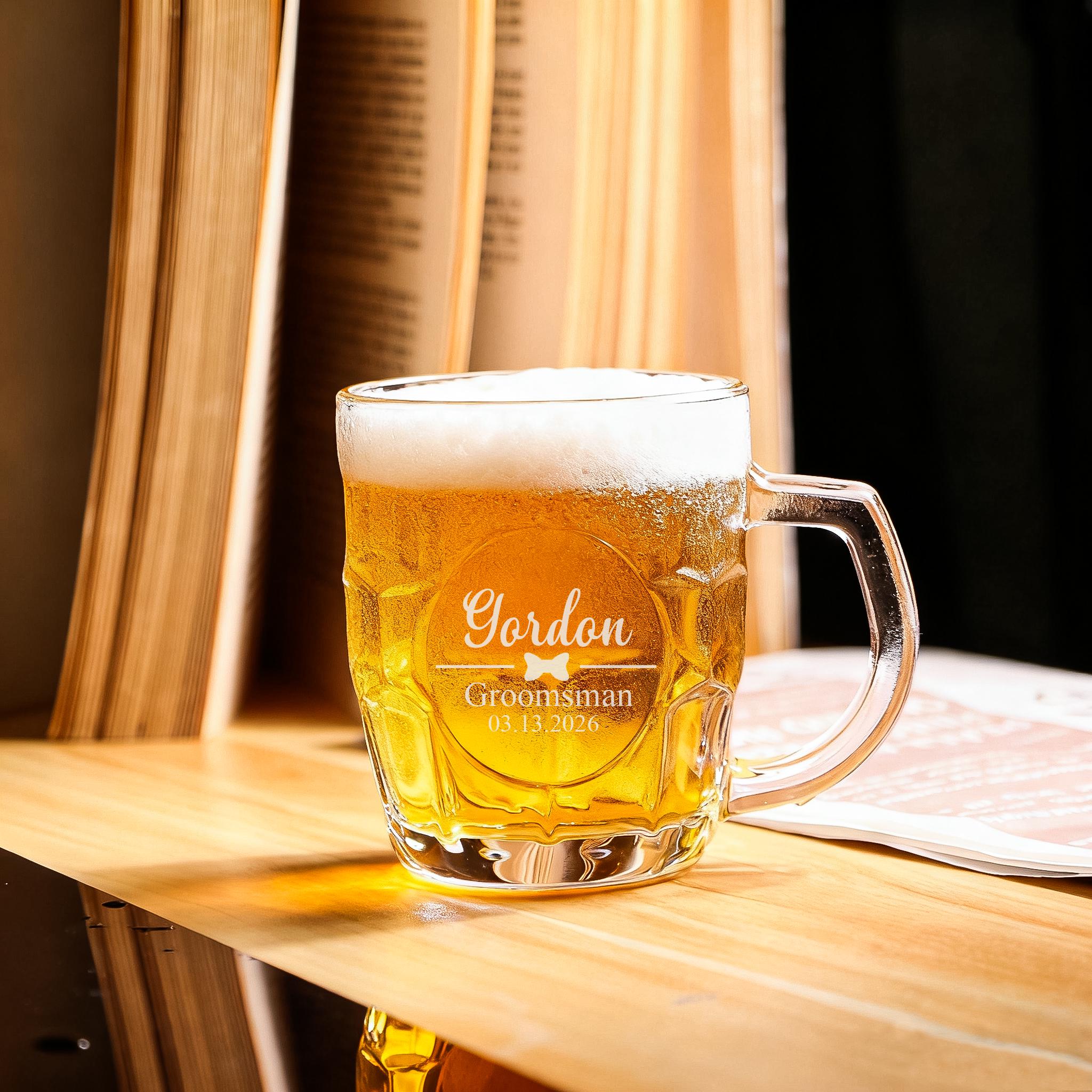 Personalized Beer Mug: Engraved Monogram Glass Barware,groomsman Gift ...