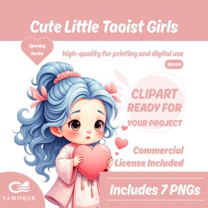 Cute Little Taoist Anime Girls Clipart Set | High-Quality Transparent PNGs | Chibi Kawaii Characters | Chinese Drama Inspired Cultivators