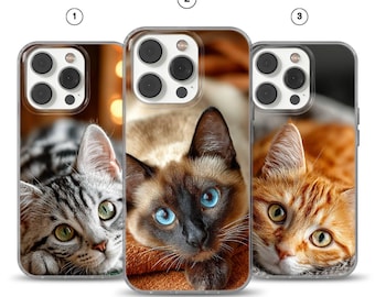 Cute Cat Case - Soft TPU Gel Cover With Clear Edges - Kitten Design For iPhone 17 Pro Max, iPhone 16, Samsung S25, Pixel 9