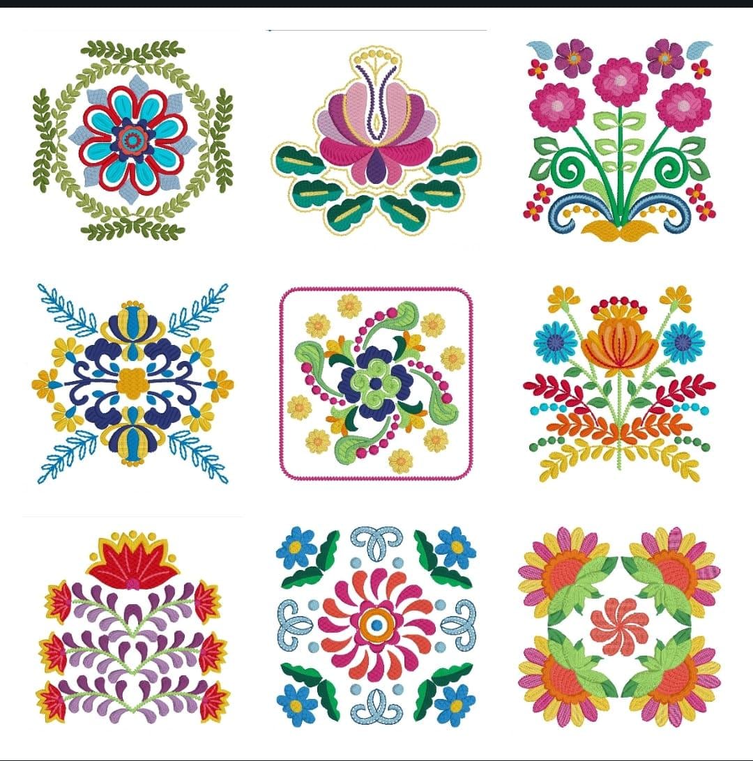 Mexican Flowers 9 Amazing Embroidery Machine Designs - Etsy