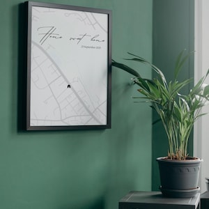 Custom Home Sweet Home Print • Housewarming Gift • Personalised Map with Location Marker & Move-In Date • New Home Wall Art