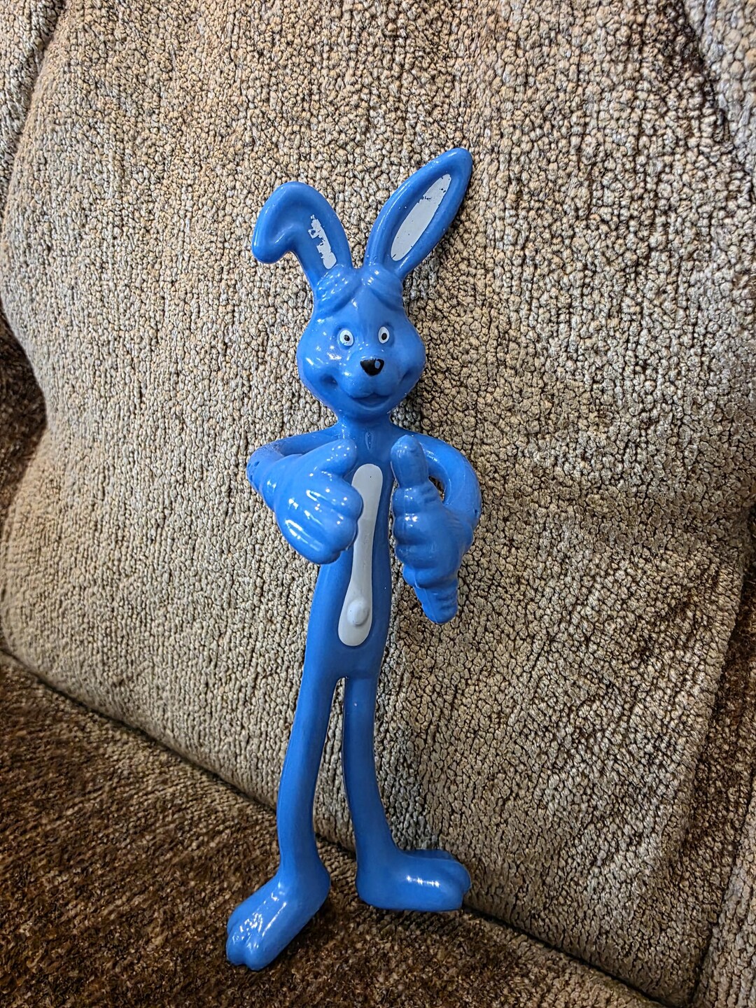 Vintage Bendable Blue Bunny Rabbit Bendy Rubber Toy - Easter Carrott ...
